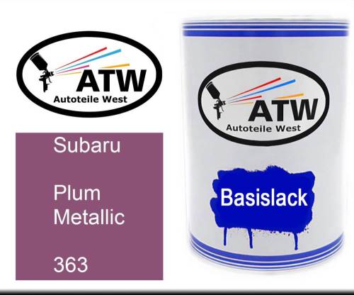 Subaru, Plum Metallic, 363: 500ml Lackdose, von ATW Autoteile West.